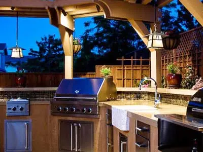 Outdoor kitchen built by All-Tex Home Improvement Services in the Houston area